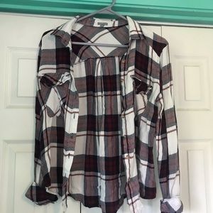 Maroon and white flannel